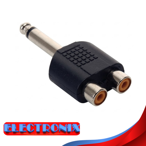 adaptador-de-y-de-2-rca-hembra-a-plug-1-4-macho-mono-conector-de-audio-profesional